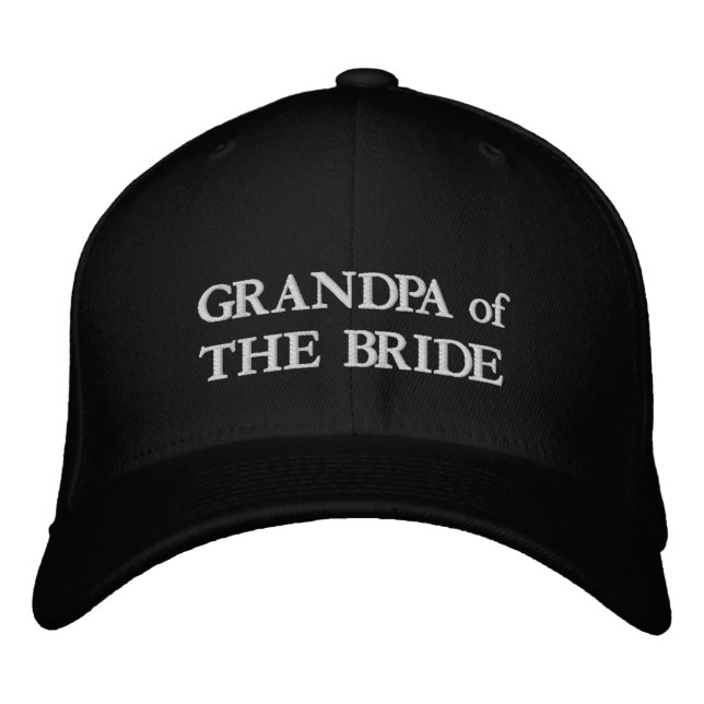 Grandpa of the Bride black white elegant wedding Embroidered Hat (Front)