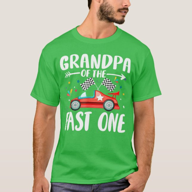 Grandpa Of The Fast One Birthday 1st Race Family P T-Shirt (Front)