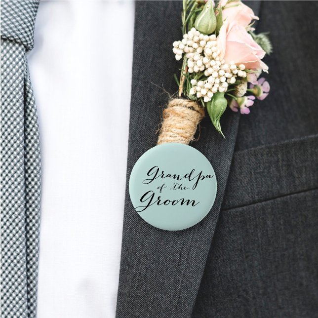 Grandpa of the Groom Script Wedding Bridal Party 6 Cm Round Badge ('Grandpa of the Groom' Classic Script Calligraphy Wedding Bridal Party Button @ fatfatin_blue_knot)