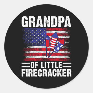 Grandpa Of The Little Firecracker 4th Of July Gran Classic Round Sticker