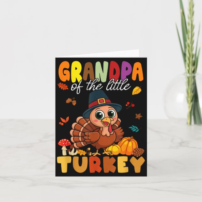Grandpa Of The Little Turkey Thanksgiving Baby Sho Card (Front)