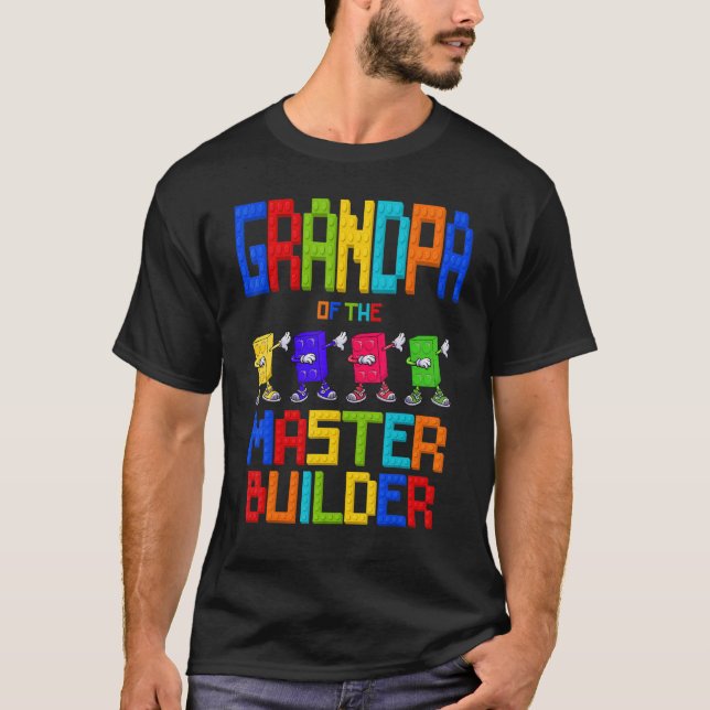 Grandpa of the Master Builder Birthday Boy Girl Bl T-Shirt (Front)