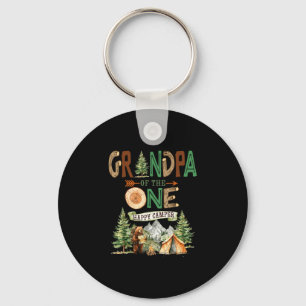 Grandpa of the one happy camper 1st birthday key ring