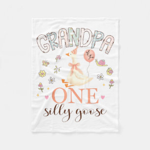 Grandpa of The One Silly Goose 1st Birthday Girl Fleece Blanket