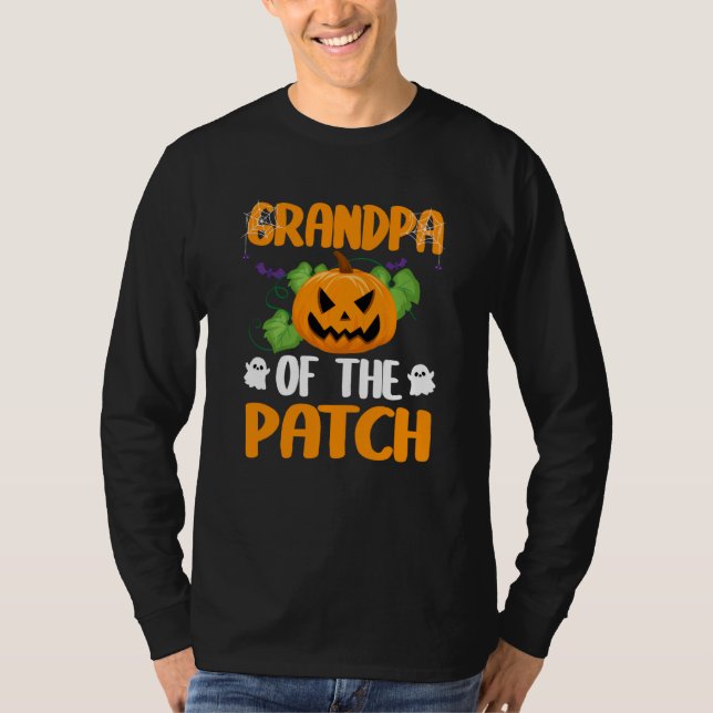 Grandpa Of The Pumpkin In The Patch Cute Halloween T-Shirt (Front)