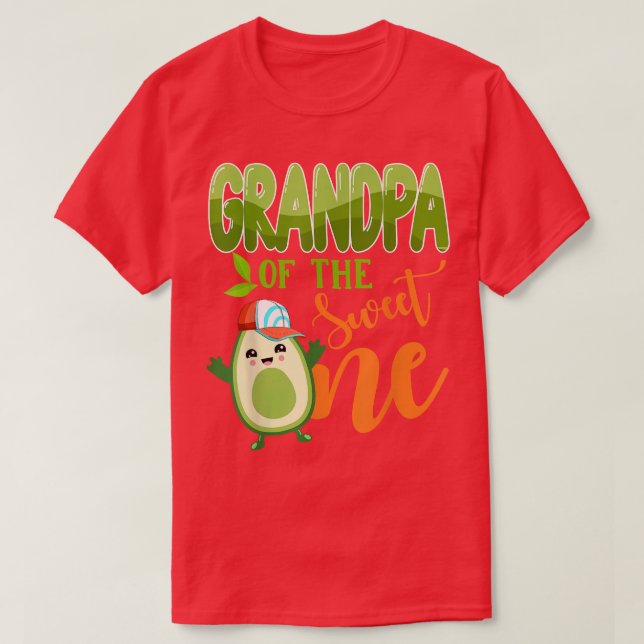 Grandpa of the Sweet One 1st Birthday Avocado Boy  T-Shirt (Design Front)