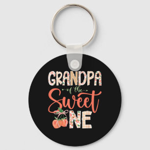 Grandpa of The Sweet One Peach 1st Birthday Girl Key Ring