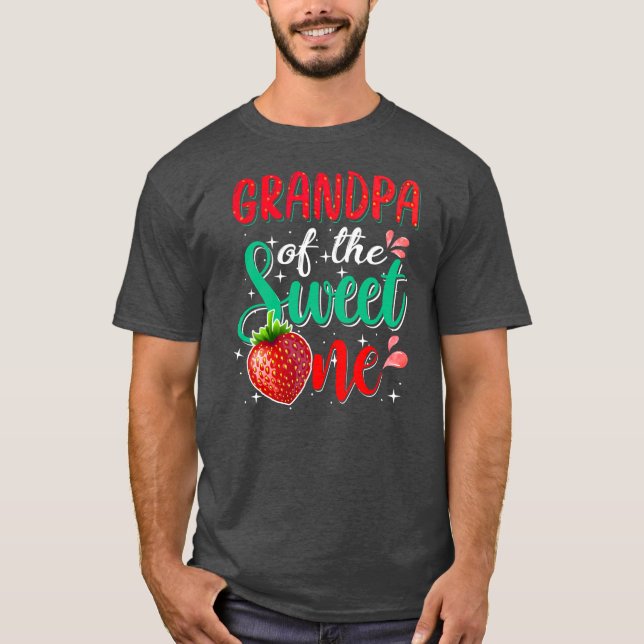 Grandpa Of The Sweet One Strawberry 1st Birthday T-Shirt (Front)