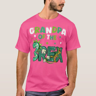 Grandpa Of The Three Rex Birthday Dinosaur Family T-Shirt