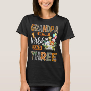 Grandpa Of The Wild And Three 3rd Birthday Boy Saf T-Shirt