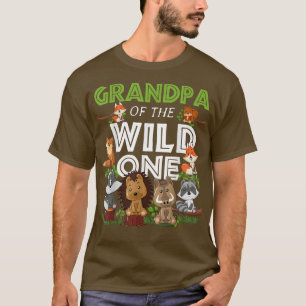 Grandpa of the Wild One Zoo Birthday Woodland Anim T-Shirt