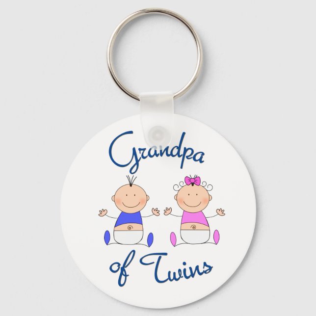 Grandpa of Twins Key Ring (Front)