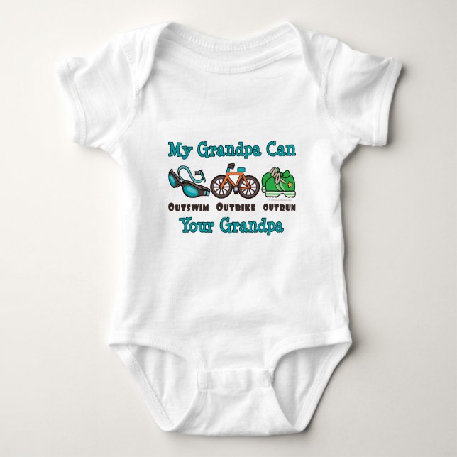 Grandpa Outswim Outbike Outrun Triathlon Baby Body Bodysuit (Front)