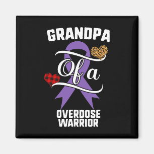 Grandpa Overdose Awareness Leopard Buffalo Plaid F Magnet