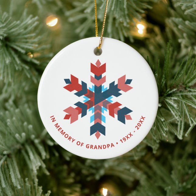 Grandpa Personalised Memorial Keepsake Snowflake Ceramic Tree Decoration (Tree)