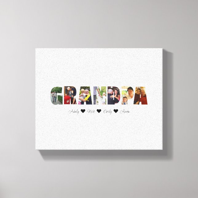 Grandpa Photo Collage Canvas Print with 7 Photos (Front)