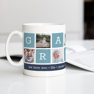 Grandpa Photo Collage & Grandchildren Names Coffee Mug