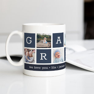 Grandpa Photo Collage & Grandchildren Names Coffee Mug