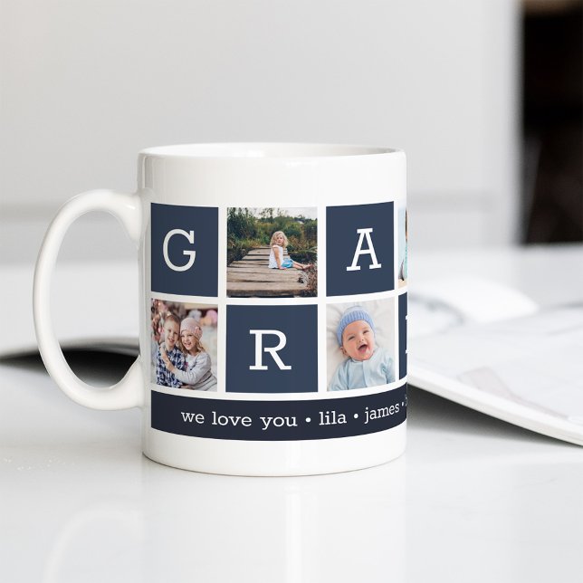 Grandpa Photo Collage & Grandchildren Names Coffee Mug (Creator Uploaded)
