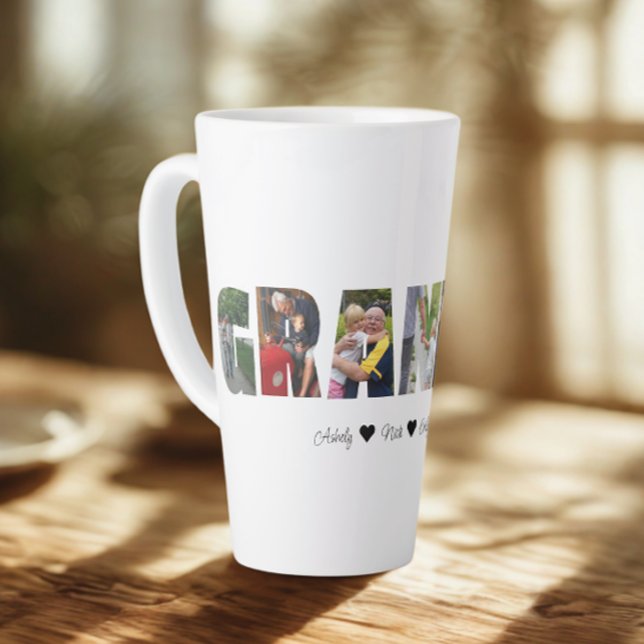 Grandpa Photo Collage Latte Mug with 7 Photos (Creator Uploaded)