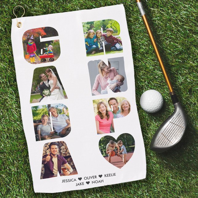 GRANDPA Photo Collage Letter Cutout Personalised Golf Towel (Creator Uploaded)