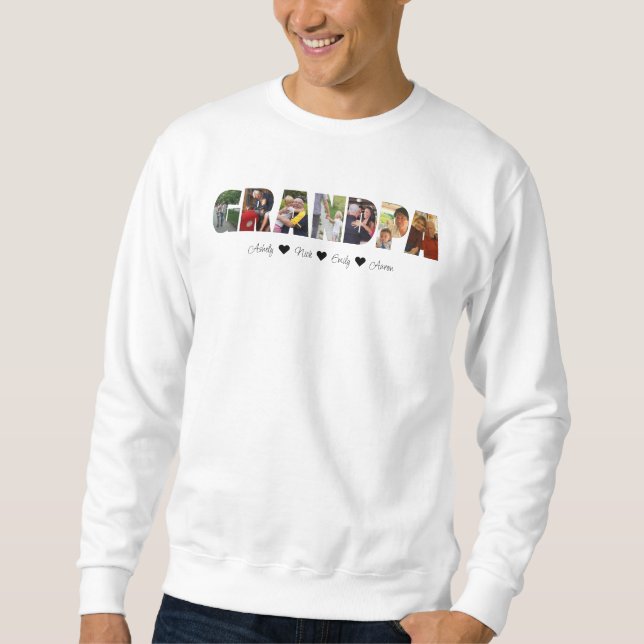 Grandpa Photo Collage Sweatshirt with 7 Photos (Front)