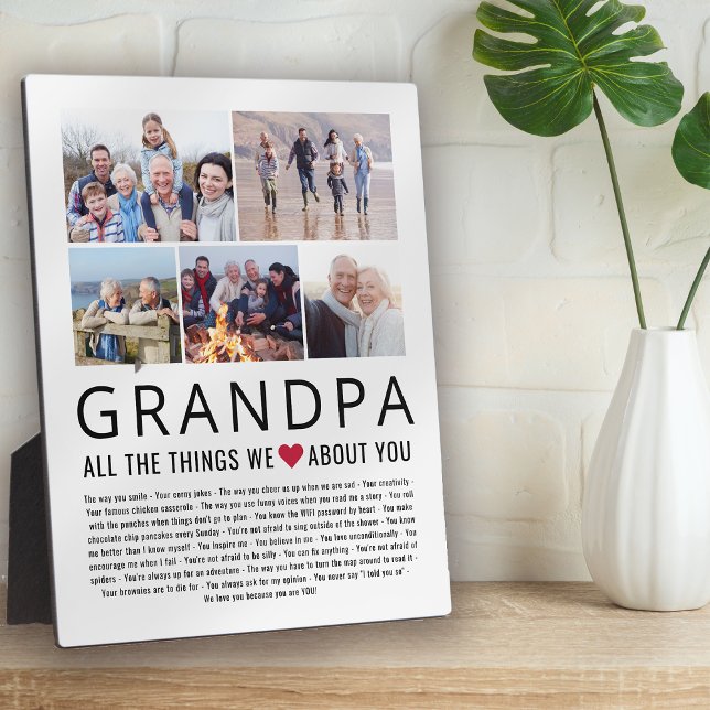 Grandpa Photo Collage Things We Love About You Plaque (Creator Uploaded)