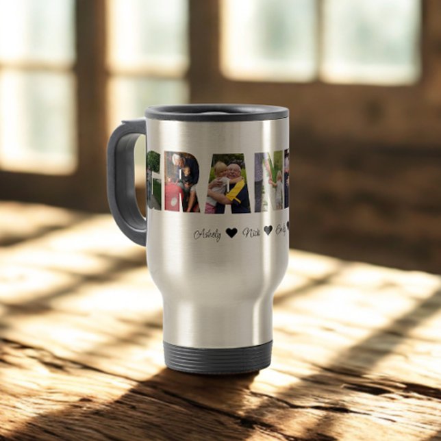 Grandpa Photo Collage Travel Mug with 7 Photos (Creator Uploaded)