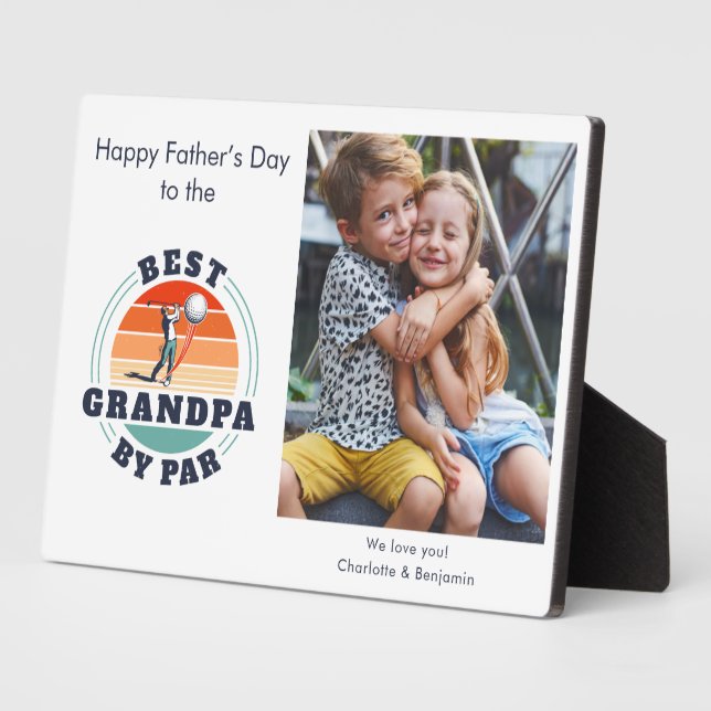 Grandpa Photo Retro Fathers Day Golf Gag Plaque (Side)