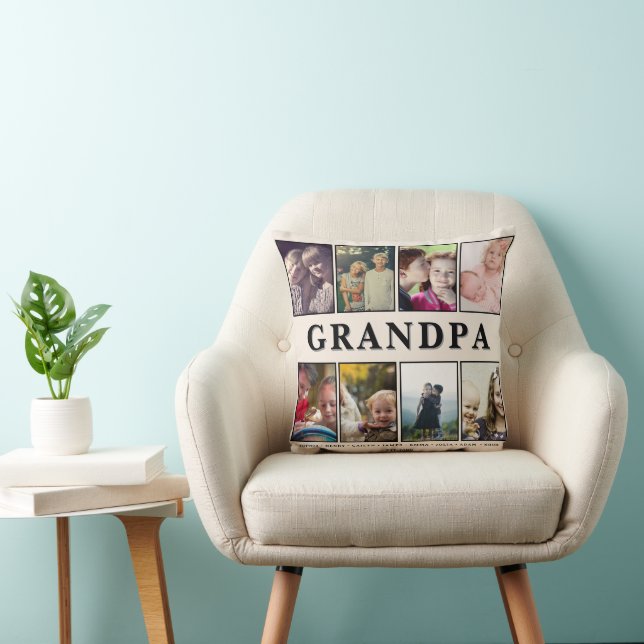 Grandpa Pillow – 8 Photos & Grandkids’ Names (Chair)