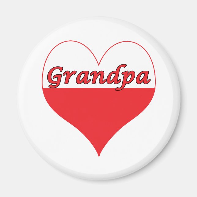 Grandpa Polish Heart Magnet (Front)