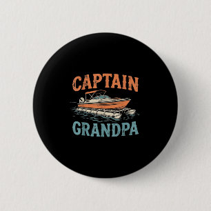 Grandpa Pontoon Boat Captain Vintage Nautical Boat 6 Cm Round Badge