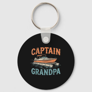 Grandpa Pontoon Boat Captain Vintage Nautical Boat Key Ring