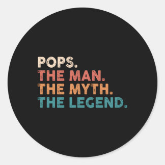 Grandpa Pops The The Myth The Legend Fathers Day 8 Classic Round Sticker