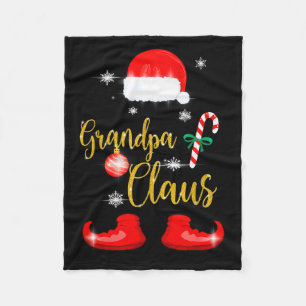 Grandpa Santa Claus Funny Family Christmas Pjs For Fleece Blanket