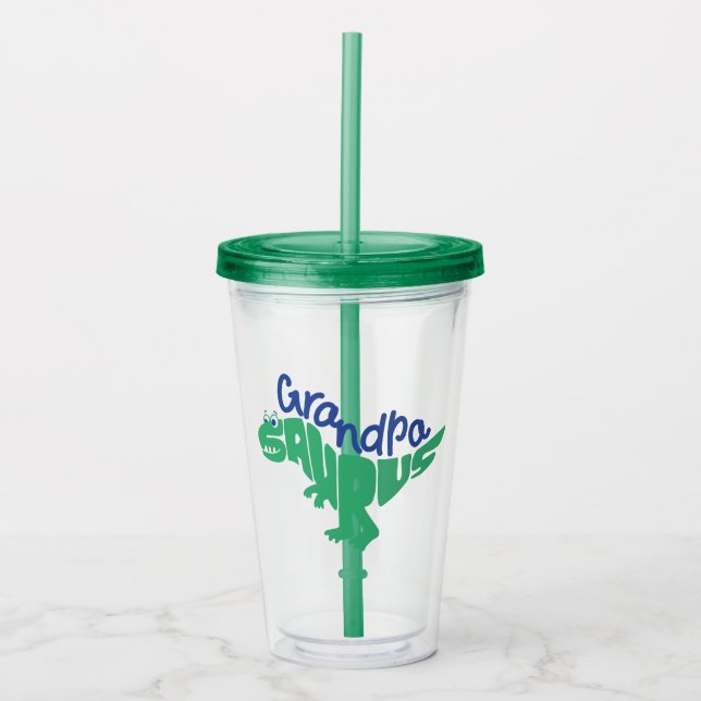 Grandpa Saurus Graphic Acrylic Tumbler (Front)