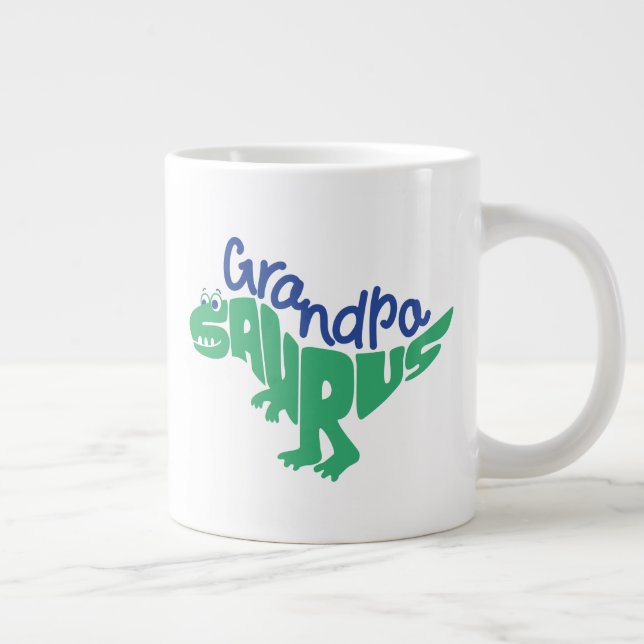 Grandpa Saurus Graphic Large Coffee Mug (Right)