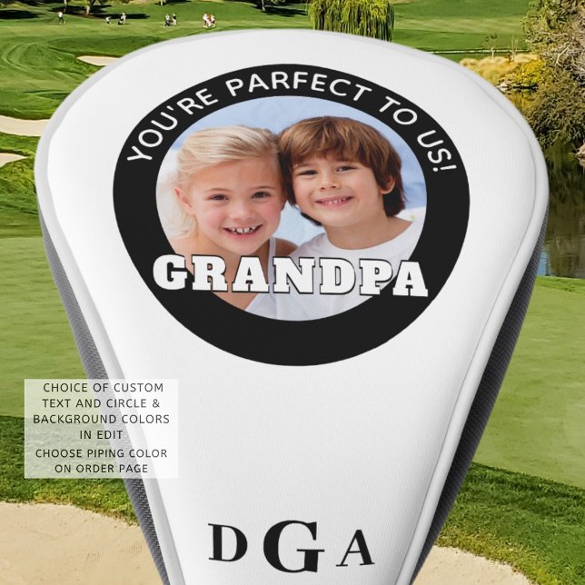 Grandpa Saying Photo Monogram Custom Colours Golf Head Cover (Creator Uploaded)
