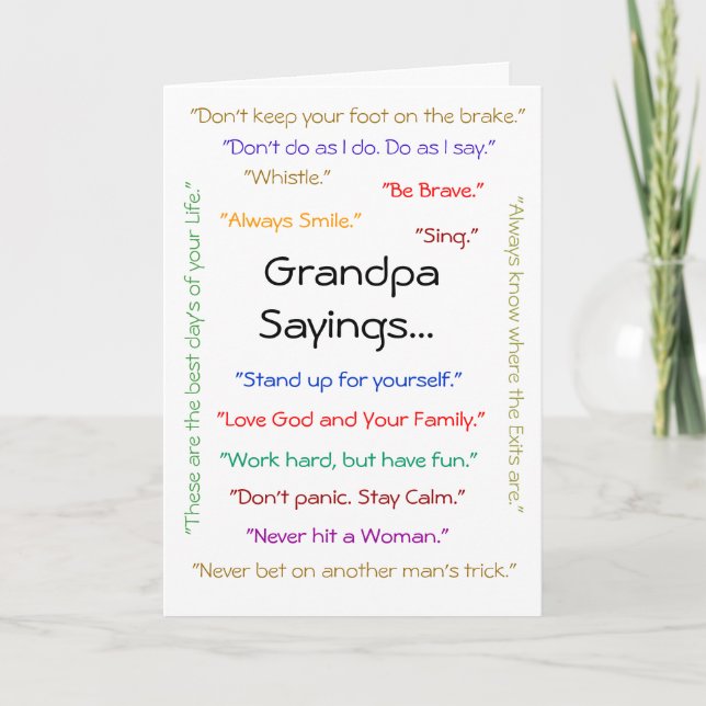 "Grandpa Sayings..." Card (Front)