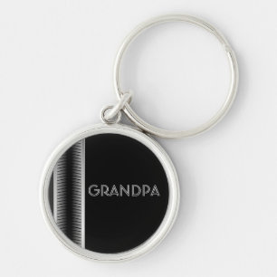 Grandpa, Silver and Black Industrial Key Chain