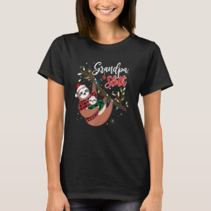 Grandpa Sloth Christmas Red Plaid Family Matching T-Shirt