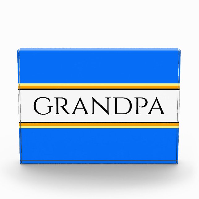 GRANDPA Sporty Bright Blue White Racing Stripes Photo Block (Front)