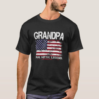 Grandpa The Man The Myth The Legend USA Flag Fathe T-Shirt