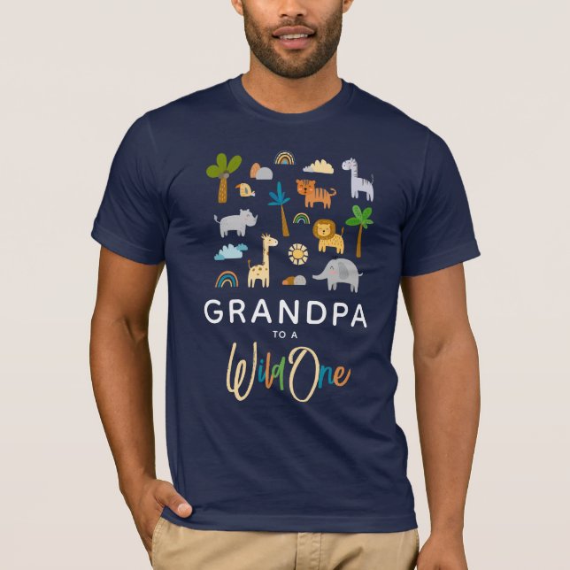 Grandpa to a 'Wild One' Safari Jungle Baby Shower T-Shirt (Front)