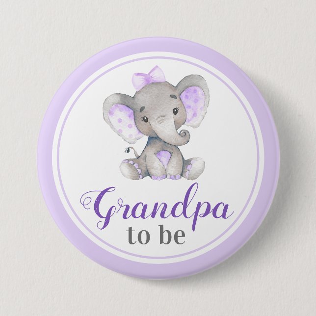 Grandpa to be Baby Girl Shower Lilac Little Peanut 7.5 Cm Round Badge (Front)