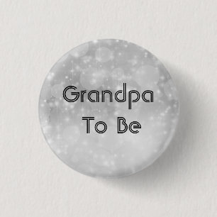Grandpa To Be Glitter Silver Bokeh Baby Shower 3 Cm Round Badge