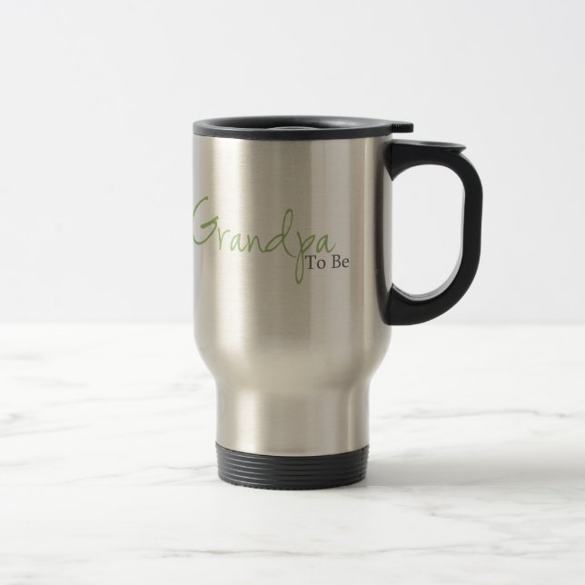 Grandpa To Be (Green Script) Travel Mug (Right)