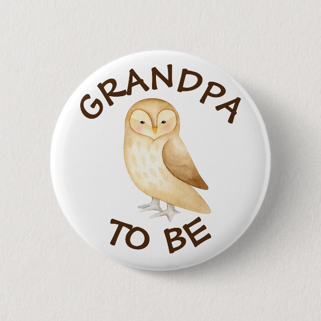 Grandpa to be Woodland Animals Baby Shower Button (Front)
