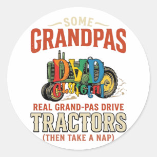 Grandpa Tractor Vintage Farm Nap Shirt Design_1 Classic Round Sticker