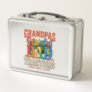 Grandpa Tractor Vintage Farm Nap Shirt Design_1 Metal Lunch Box